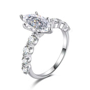 Selena Gomez Ring, Marquise ring, Engagement Ring, Wedding Ring, Eternity Ring, Cocktail Ring, Half Coverage Ring, Silver Ring, Navette Ring