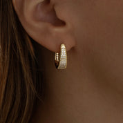 Carrie Tapered Pavé Huggie Hoops | Gold