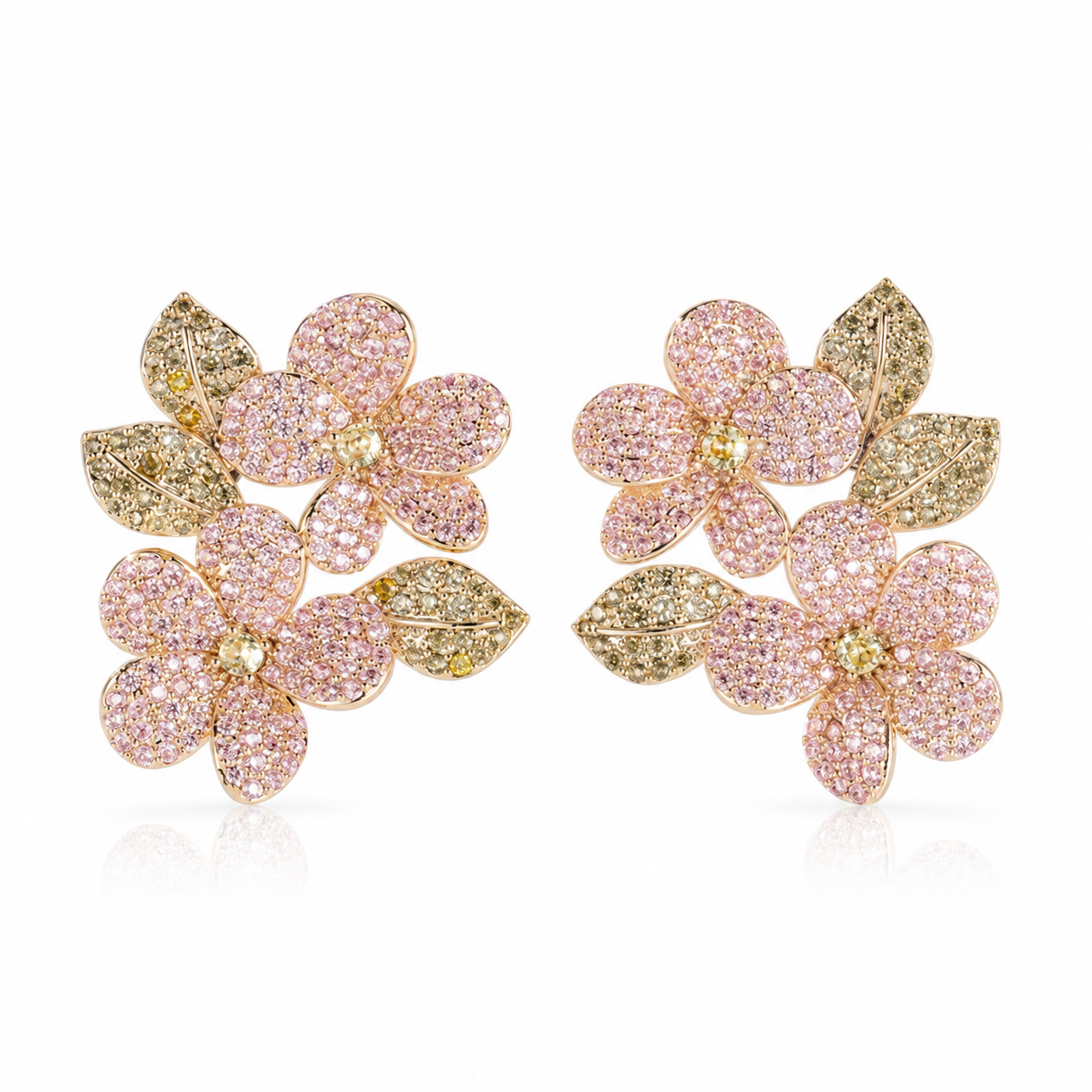 Florentina Pavé Flower Earrings | Blush Pink | Gold