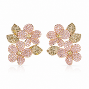 Florentina Pavé Flower Earrings | Blush Pink | Gold