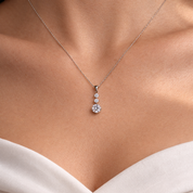 Crystal wedding silver necklace on a model