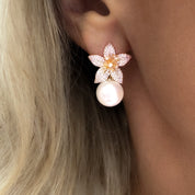 Lily Stargazer Pearl Dangle Drop Earrings | Baby Pink | Gold