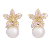 Lily Stargazer Pearl Dangle Drop Earrings | Baby Pink | Gold