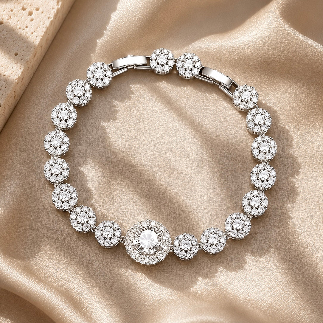 Fiora Statement Halo Tennis Bracelet | Silver