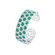 Emerald Lattice Cuff Bracelet | Silver
