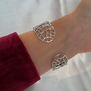 Emerald Lattice Cuff Bracelet | Silver