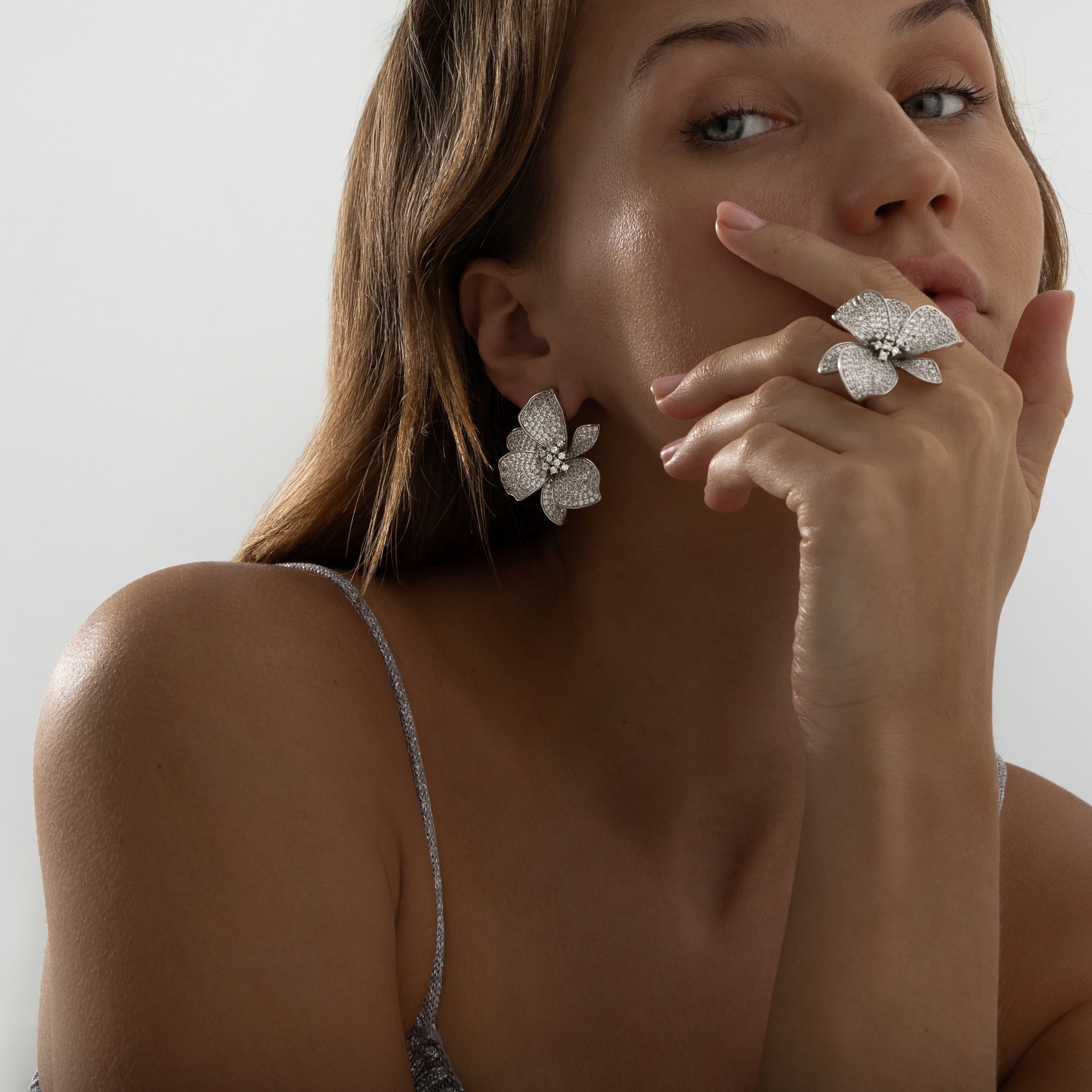 Wild Orchid Flower Earrings | Silver