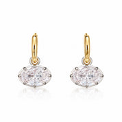 Hailey Gold and Silver Two-Tone Hoop Earrings with Horizontal Oval Cubic Zirconia Stones | Valentina-Rose Jewellery