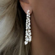 Falling Hearts Cascade Earrings | Silver