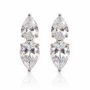 Endless Mirage Double Pear Statement Stud Earrings | Silver