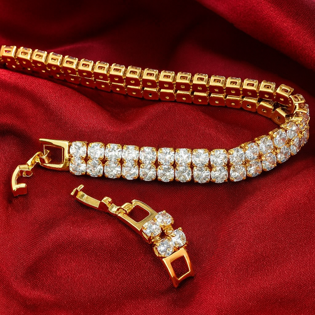 Classic Deluxe Double Row Tennis Bracelet | Gold