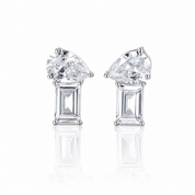 Pear & Emerald Cut Toi et Moi Stud Earrings | Silver