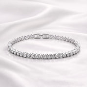 Silver bezel set tennis bracelet with clear stones