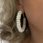 Gold earrings, pearl earrings, going out earrings, wedding earrings, golden earrings, drop earrings, party earrings, gold pearl earrings, pearl earrings, bridal earrings, statement earrings, hoop earrings