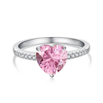 Heart ring, wedding ring, engagement ring, silver ring, 925 ring, pink ring