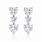 Triple Heart Statement Stud Earrings | Silver