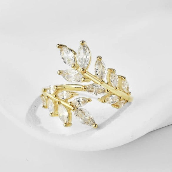 Leaf ring, ring set, ring duo, stacking rings, wedding ring, engagement ring, statement ring, cocktail ring, eternity ring, gold ring, promise ring