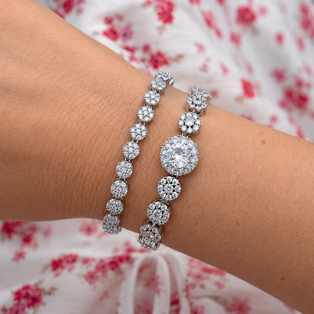 Fiora Halo Tennis Bracelet | Silver