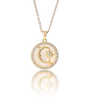 
Gold pendant necklace featuring a polished crescent moon charm on a delicate chain, part of the Illuminate Collection by Valentina Rose.