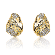 A pair of gold‑plated stud earrings, each shaped like three elegant, tapering wave arches that fan outward in a stylised, goddess-inspired design. The curved strands are smooth, mirror‑polished, and evenly spaced, creating a sense of movement and volume while remaining compact—approximately 1.3 cm tall from post to tip. They appear to sit snugly along the earlobe and fasten with standard push-back posts. The warm metallic sheen and sculptural silhouette evoke a graceful, contemporary luxury vibe.