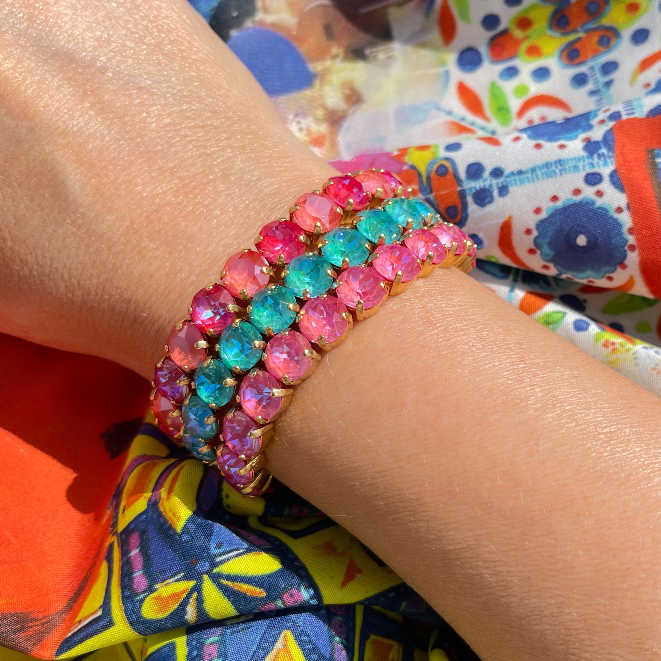 Paloma Gemstone Stretch Bracelet | Gold | Lotus Pink Delite