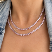 Lumiere Classic Crystal Tennis Necklace | Blush Pink | Silver