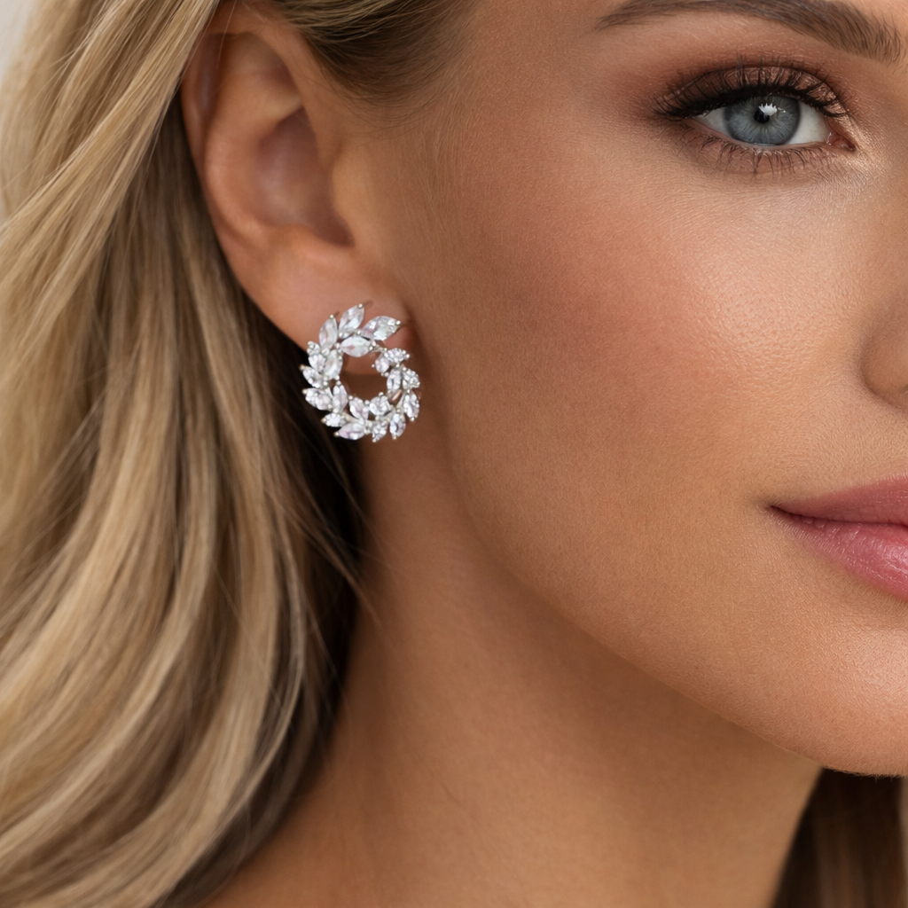 Marquise Stud Earrings | Silver