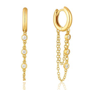 Milano Triple Drop Huggie Hoops | Gold