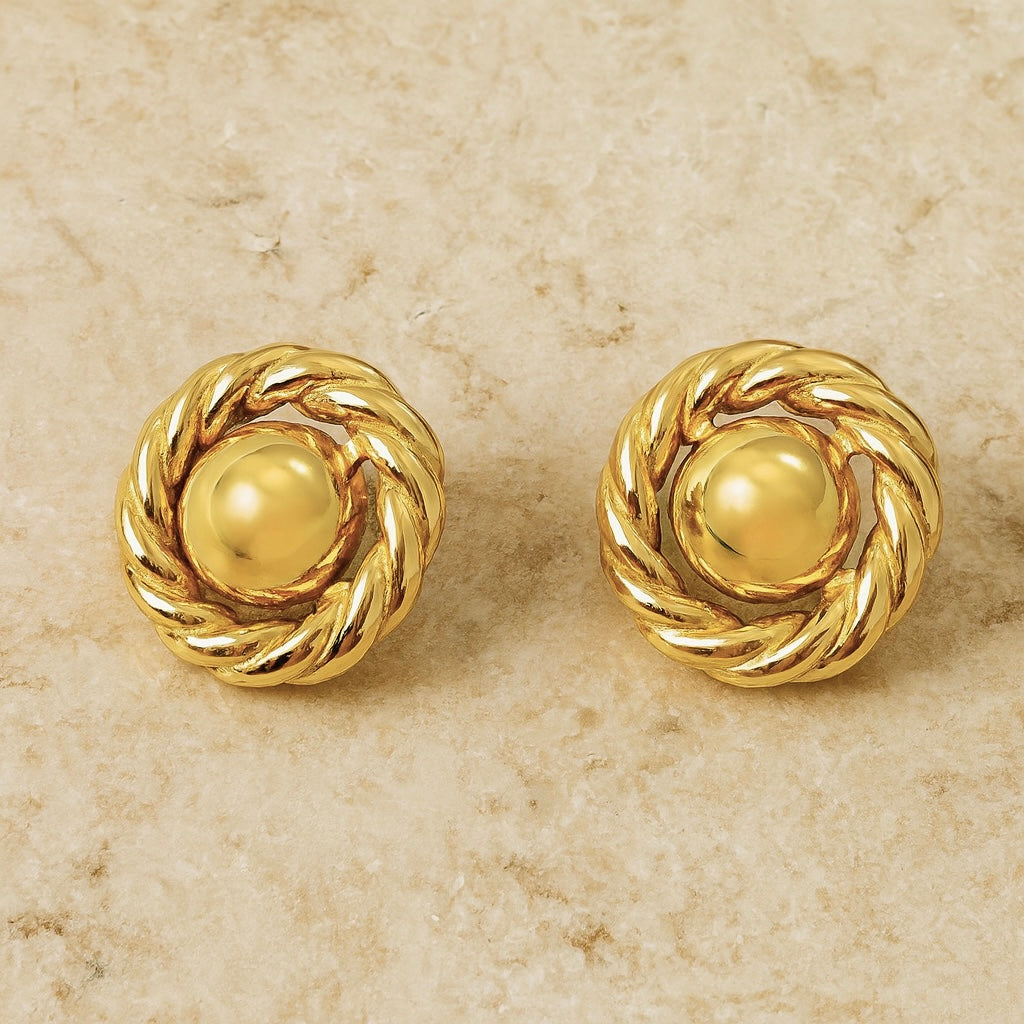 Circle Rope Stud Earrings Large | Gold