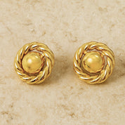 Circle Rope Stud Earrings Large | Gold