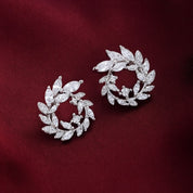 Marquise vine stud earrings in silver 