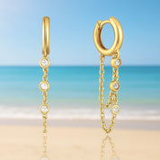 Milano Triple Drop Huggie Hoops | Gold