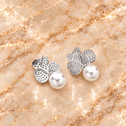 Frosted Petal Pearl Earrings | Silver