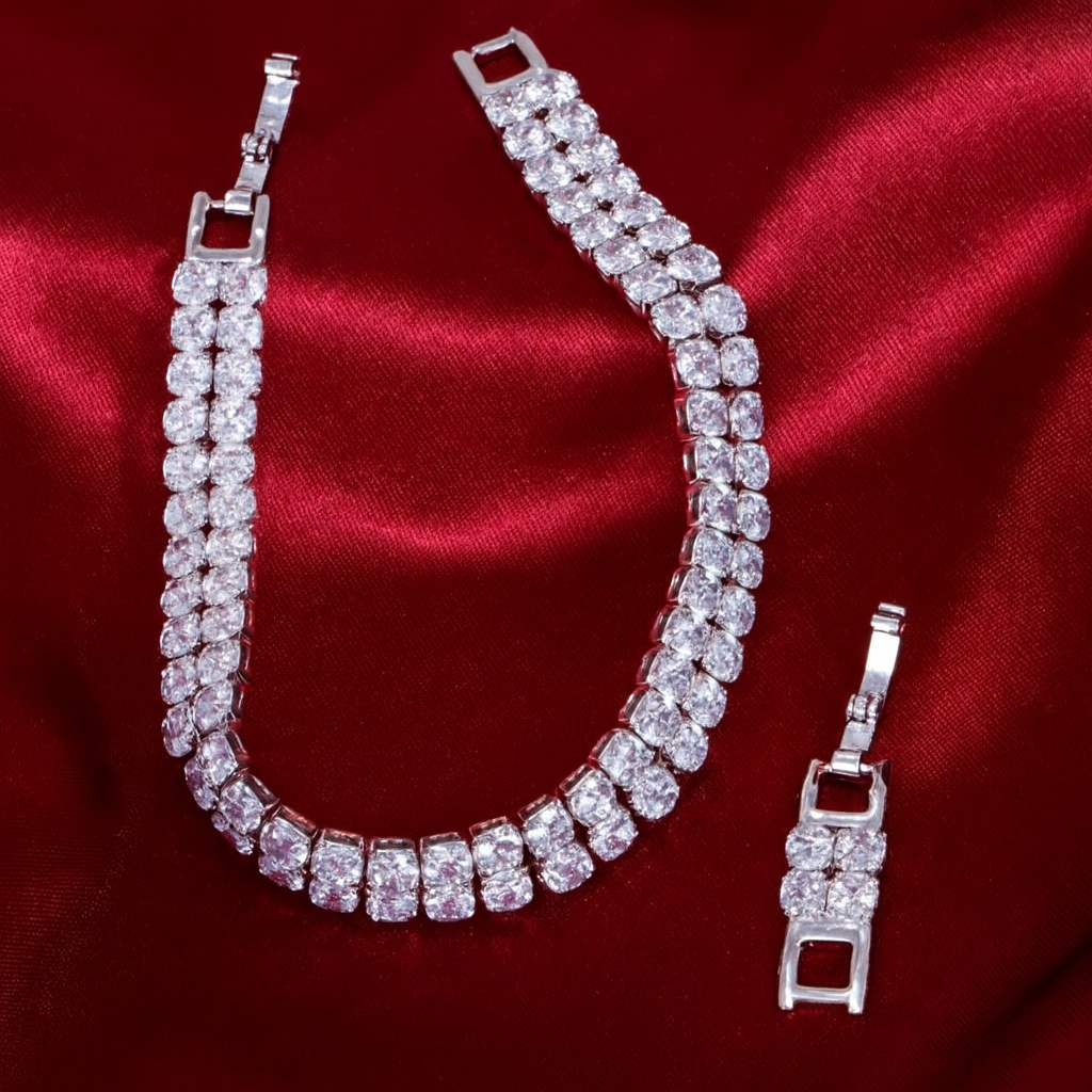 Classic Deluxe Double Row Tennis Bracelet | Silver