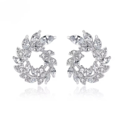 Marquise vine stud earrings in silver 