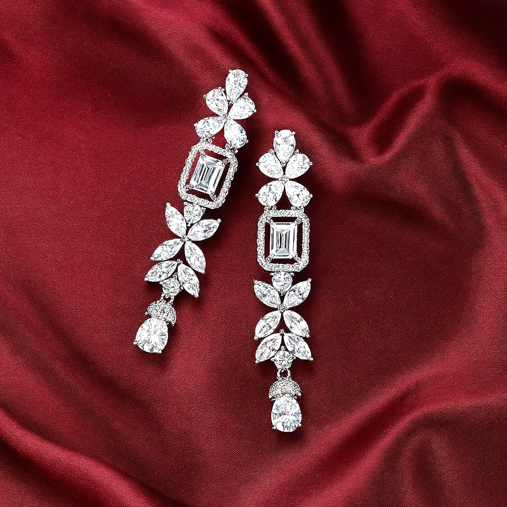 Fallon Long Drop Earrings | Silver