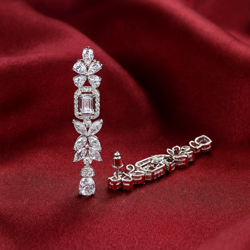 Fallon Long Drop Earrings | Silver