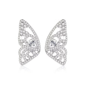 Butterfly-shaped pave earrings on a white background