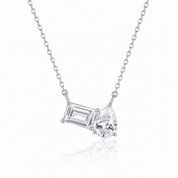Pear & Emerald Cut Toi et Moi Necklace | Silver