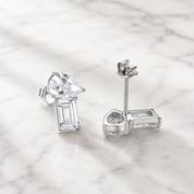 Pear & Emerald Cut Toi et Moi Stud Earrings | Silver