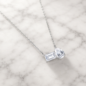 Pear & Emerald Cut Toi et Moi Necklace | Silver