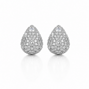 Silver pavé teardrop stud earrings, rhodium plated brass with cubic zirconia – Valentina-Rose