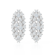 Pair of diamond like ice oval earrings on a white background