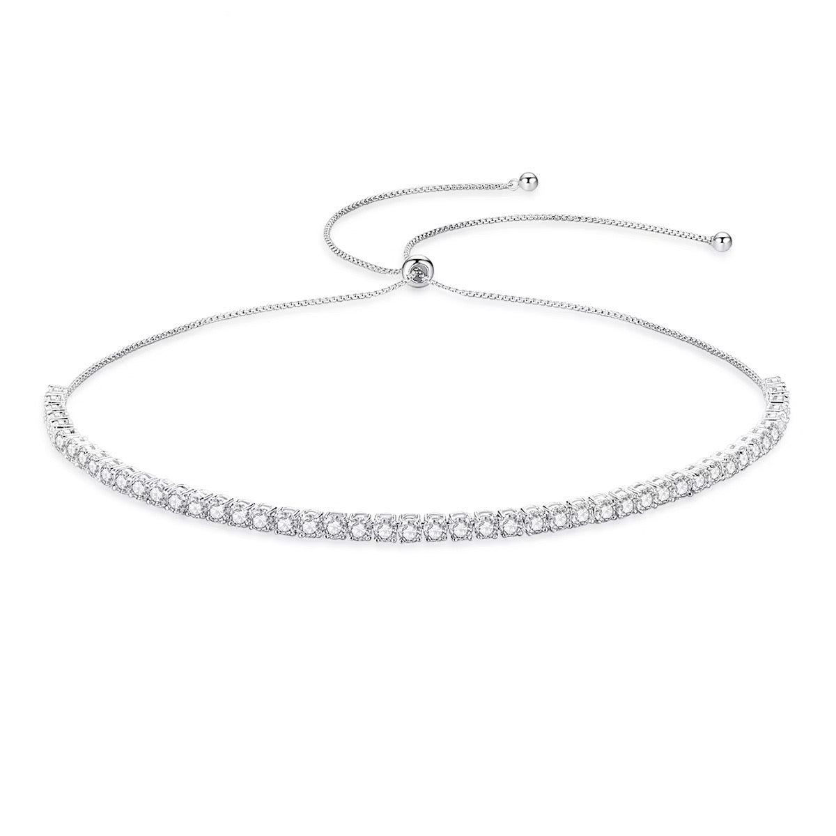 Classic Adjustable Tennis Necklace | Silver