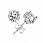 Valentina-Rose Secret Halo Stud Earrings Silver showing delicate hidden halo and polished 925 sterling silver setting
