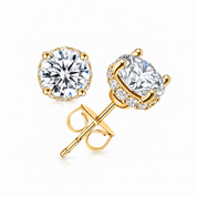 Valentina-Rose gold-plated 925 sterling silver Secret Halo Stud Earrings with 5A cubic zirconia