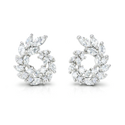 Marquise vine stud earrings in silver 