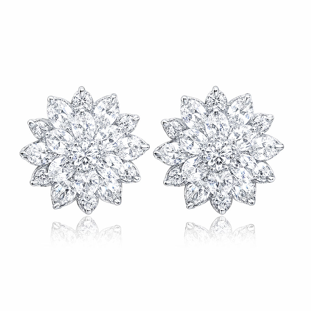 Pair of cluster stud earrings on a white background