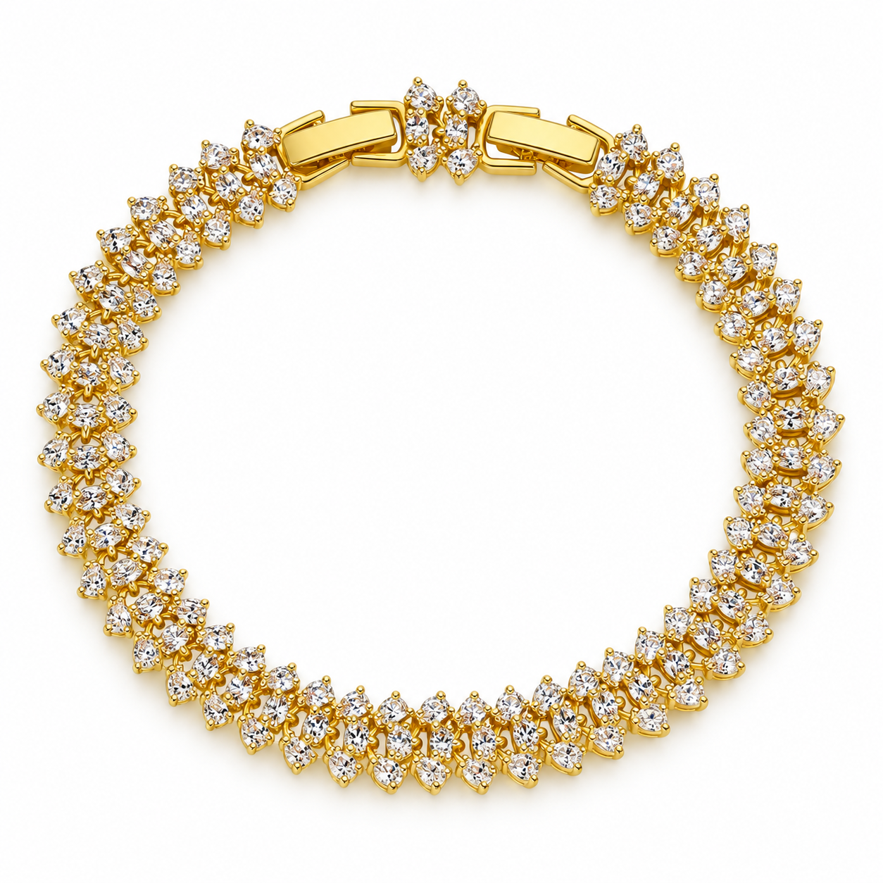 Gold Yasmine scatter edge bracelet with brilliant cubic zirconia stones in a polished gold setting – Valentina-Rose