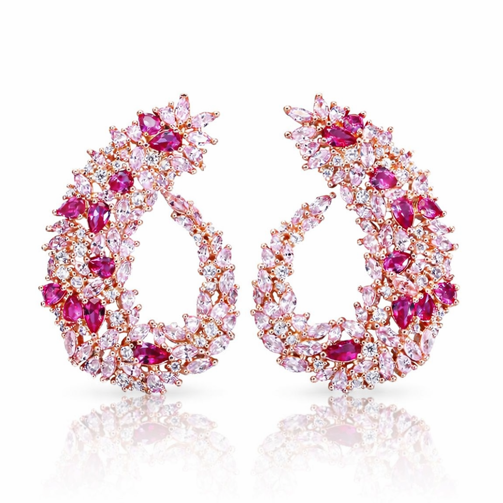 Cherry Blossom Curl Earrings | Rose Gold | Pink Mix